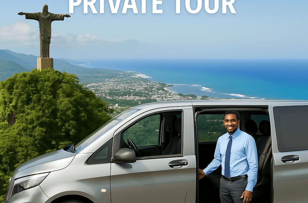 Private tour guide showing couple around historic Puerto Plata